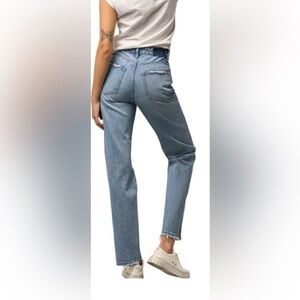 NWT Insane Gene Ripped Straight Jeans 100% Cotton Hi Rise Light Wash